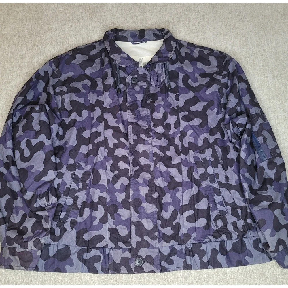London Fog Jacket Mens L Blue Camo Winning Edge Full Zip Vintage Windbreaker‎